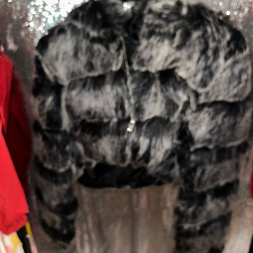 COPY - - [ ] Crop Black and gray fox fur xl brand new never worn